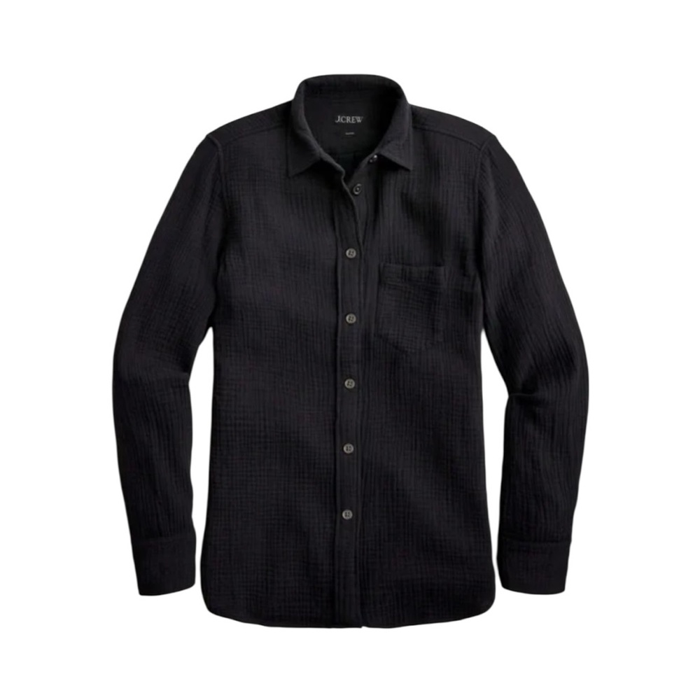 J.Crew Double Gauze Button Up Shirt in Black